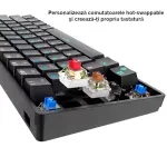 PC, gaming si accesorii - Periferice PC - Tastaturi - Tastatura mecanica gaming 61 taste ABYZ design ergonomic, iluminare LED, switch-uri Blue, conexiune USB negru - Infinity.ro