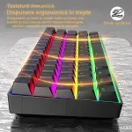 PC, gaming si accesorii - Periferice PC - Tastaturi - Tastatura mecanica gaming 61 taste ABYZ design ergonomic, iluminare LED, switch-uri Blue, conexiune USB negru - Infinity.ro