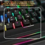 PC, gaming si accesorii - Periferice PC - Tastaturi - Tastatura mecanica gaming 61 taste ABYZ design ergonomic, iluminare LED, switch-uri Blue, conexiune USB negru - Infinity.ro
