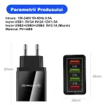 Laptop, Telefoane si Tablete - Telefoane mobile si accesorii - Accesorii Telefoane - Incarcatoare telefoane - Incarcator telefon cu 4 porturi USB 20W QC 3.0+PD, incarcare rapida pentru smartphone, tableta si accesorii mobile negru - Infinity.ro