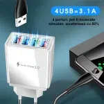 Laptop, Telefoane si Tablete - Telefoane mobile si accesorii - Accesorii Telefoane - Incarcatoare telefoane - Incarcator telefon cu 4 porturi USB 20W, QC 3.0+PD, incarcare rapida pentru smartphone, tableta si accesorii mobile alb - Infinity.ro