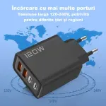 Laptop, Telefoane si Tablete - Telefoane mobile si accesorii - Accesorii Telefoane - Incarcatoare telefoane - Incarcator rapid smartphone 120W cu 4 porturi 2xUSB-C 2xUSB-A ABYZ PD 3.0, Quick Charge, protectie OTP/OVP, negru - Infinity.ro