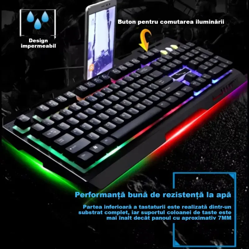 PC, gaming si accesorii - Periferice PC - Tastaturi - Tastatura mecanica gaming cu fir ABYZ compatibila cu laptop si desktop, design ergonomic, performanta ridicata negru - Infinity.ro