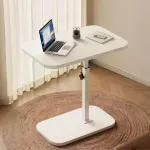 Casa si Gradina - Mobilier - Mese si birouri - Masute de cafea - Masuta laterala tip C cu inaltime ajustabila masuta de cafea compacta din lemn, ideala pentru canapea, colt sau pat alb - Infinity.ro