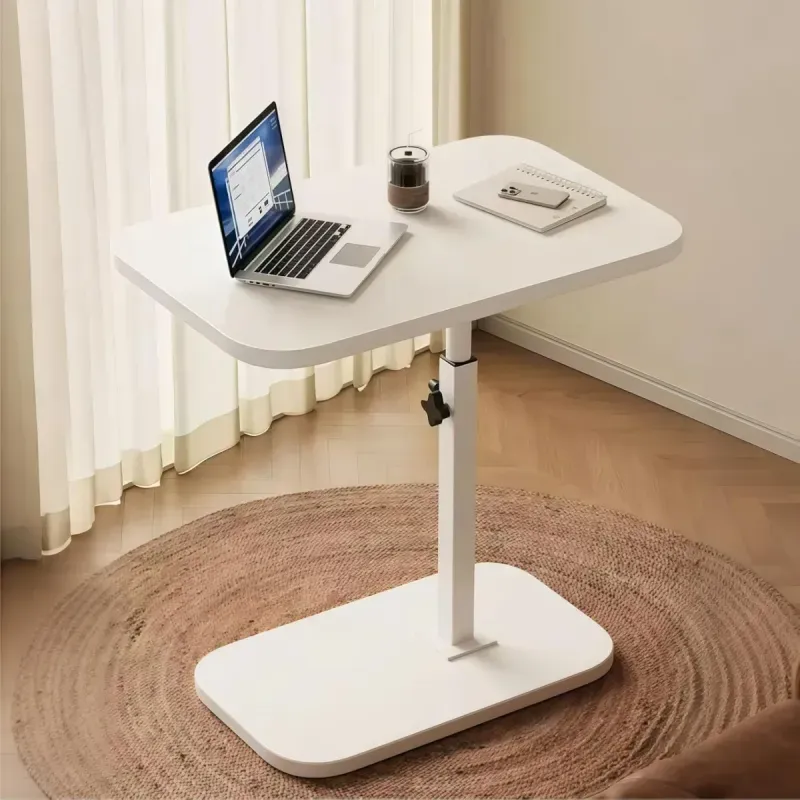 Casa si Gradina - Mobilier - Mese si birouri - Masute de cafea - Masuta laterala tip C cu inaltime ajustabila masuta de cafea compacta din lemn, ideala pentru canapea, colt sau pat alb - Infinity.ro