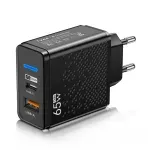 Laptop, Telefoane si Tablete - Telefoane mobile si accesorii - Accesorii Telefoane - Incarcatoare telefoane - Incarcator smartphone ABYZ 65W cu USB-C si USB-A – QC 3.0 + PD 3.0, incarcare rapida pentru laptop si telefon negru - Infinity.ro