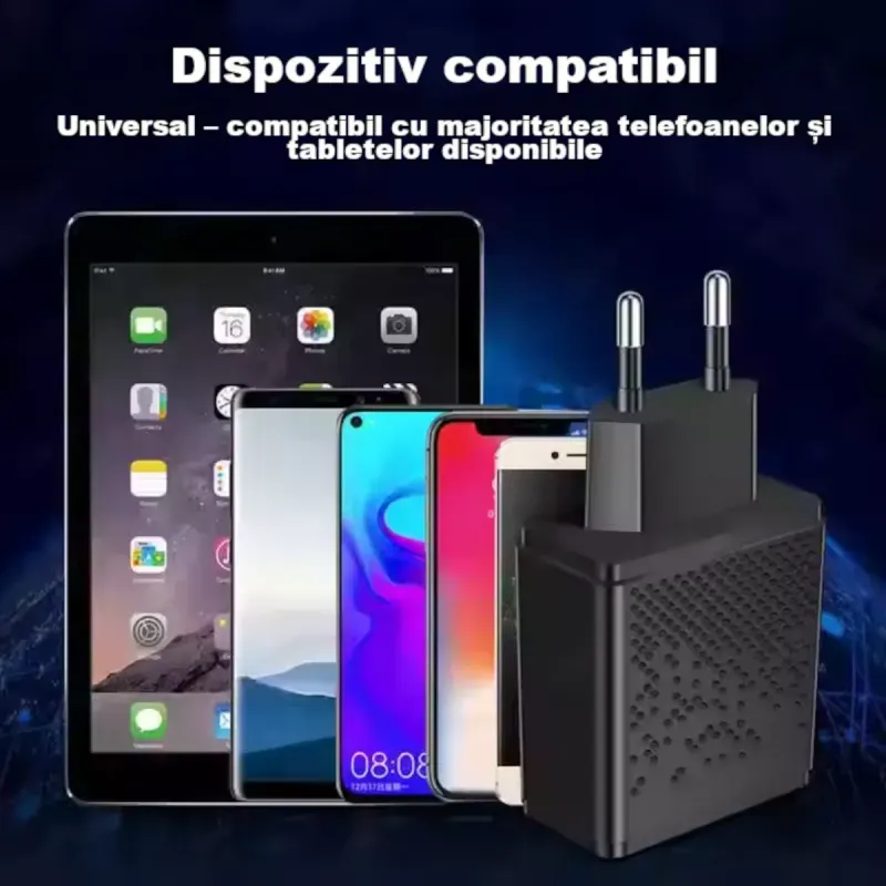 Laptop, Telefoane si Tablete - Telefoane mobile si accesorii - Accesorii Telefoane - Incarcatoare telefoane - Incarcator smartphone ABYZ 65W cu USB-C si USB-A – QC 3.0 + PD 3.0, incarcare rapida pentru laptop si telefon negru - Infinity.ro