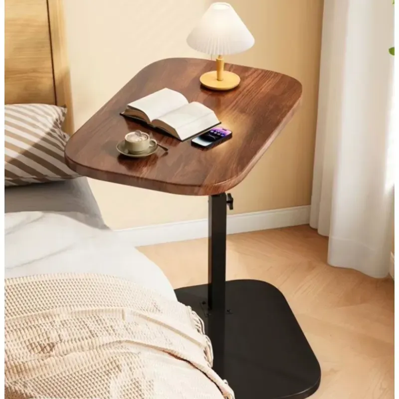 Casa si Gradina - Mobilier - Mese si birouri - Masute de cafea - Masuta laterala tip C cu inaltime ajustabila, compacta din lemn, ideala pentru canapea, colt sau pat nuc-negru - Infinity.ro