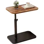 Casa si Gradina - Mobilier - Mese si birouri - Masute de cafea - Masuta laterala tip C cu inaltime ajustabila, compacta din lemn, ideala pentru canapea, colt sau pat nuc-negru - Infinity.ro
