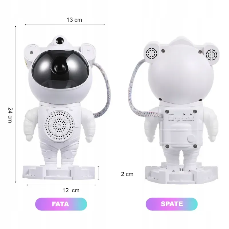 Casa si Gradina - Corpuri si surse de iluminat - Veioze si lampi - Lampi de veghe copii - Lampa de Veghe Astronaut pentru copii Proiector de Stele cu muzica si lumini, design adorabil Alb ABYZ™ - Infinity.ro