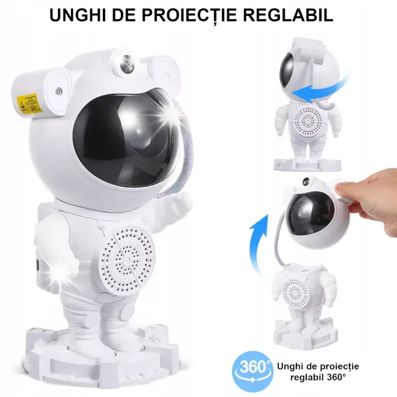 Casa si Gradina - Corpuri si surse de iluminat - Veioze si lampi - Lampi de veghe copii - Lampa de Veghe Astronaut pentru copii Proiector de Stele cu muzica si lumini, design adorabil Alb ABYZ™ - Infinity.ro