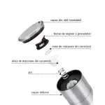 Casa si Gradina - Bucatarie si vesela - Ustensile bucatarie - Rasnite si dozatoare condimente - Rasnita Manuala Dubla ABYZ pentru Condimente, Inox, Ajustabila, 5x20cm – Macinare fina si grosiera - Infinity.ro