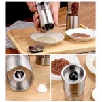 Casa si Gradina - Bucatarie si vesela - Ustensile bucatarie - Rasnite si dozatoare condimente - Rasnita Manuala Dubla ABYZ pentru Condimente, Inox, Ajustabila, 5x20cm – Macinare fina si grosiera - Infinity.ro