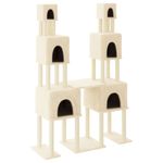 Petshop - Accesorii petshop - Jucarii animale - Ansambluri de joaca - Ansamblu de pisici cu stalpi din funie de sisal, crem, 199 cm - Infinity.ro