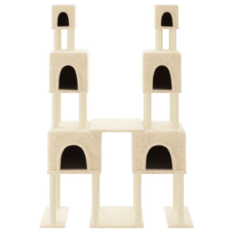 Petshop - Accesorii petshop - Jucarii animale - Ansambluri de joaca - Ansamblu de pisici cu stalpi din funie de sisal, crem, 199 cm - Infinity.ro