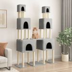 Petshop - Accesorii petshop - Jucarii animale - Ansambluri de joaca - Ansamblu pisici, stalpi din funie sisal, gri deschis, 199 cm - Infinity.ro