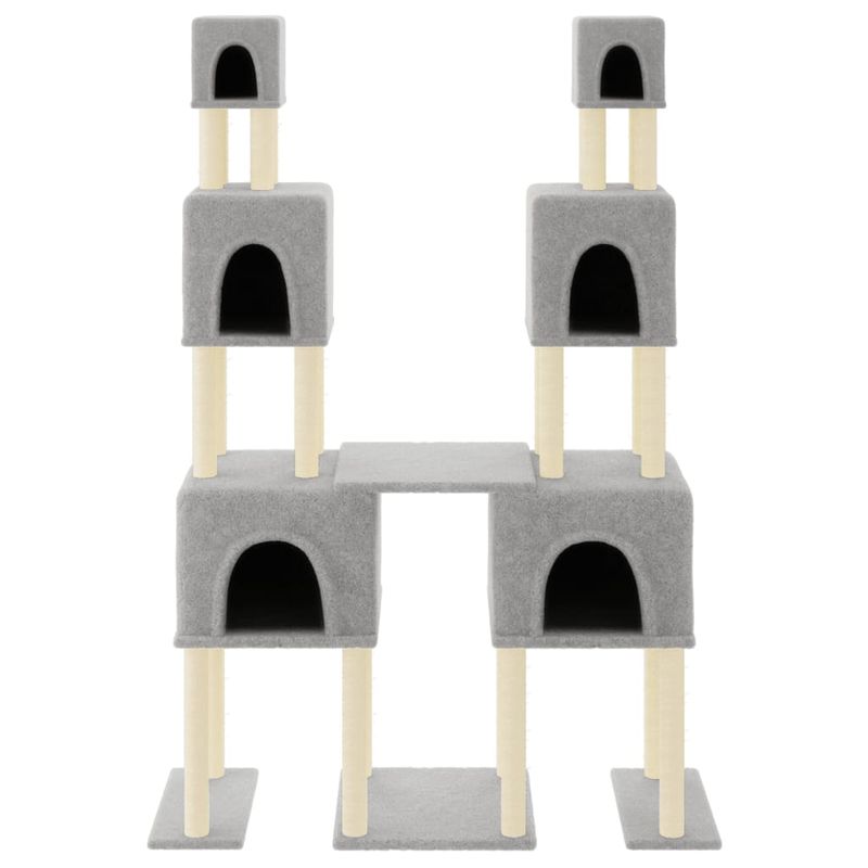 Petshop - Accesorii petshop - Jucarii animale - Ansambluri de joaca - Ansamblu pisici, stalpi din funie sisal, gri deschis, 199 cm - Infinity.ro