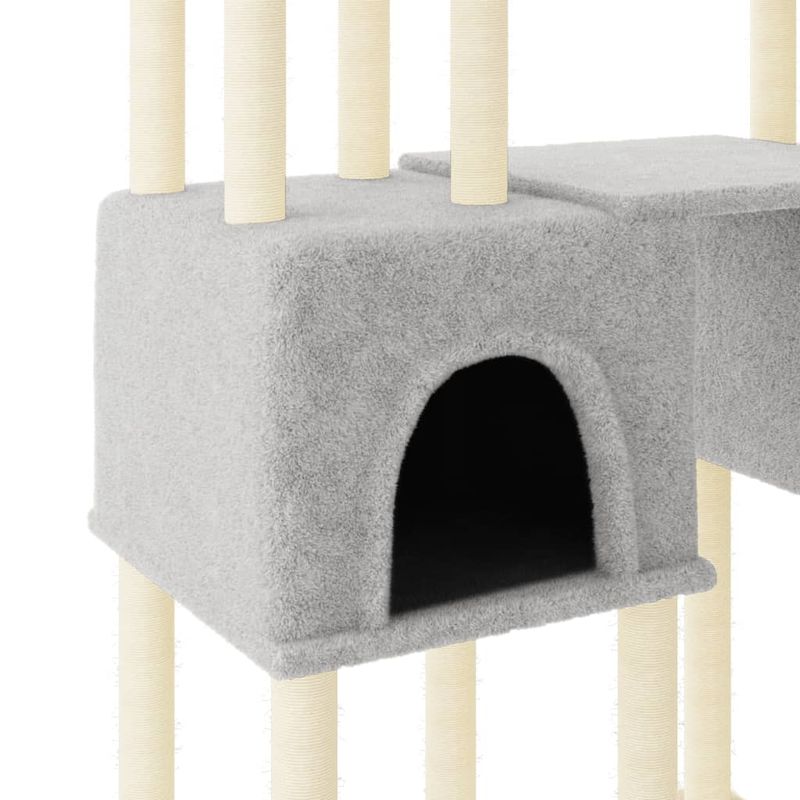 Petshop - Accesorii petshop - Jucarii animale - Ansambluri de joaca - Ansamblu pisici, stalpi din funie sisal, gri deschis, 199 cm - Infinity.ro