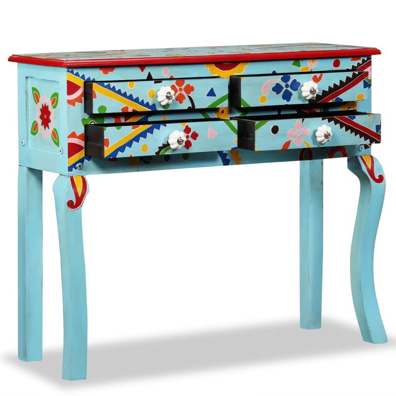Casa si Gradina - Mobilier - Comode si corpuri - Comode - Masa consola, lemn masiv de mango, albastru, pictat manual - Infinity.ro
