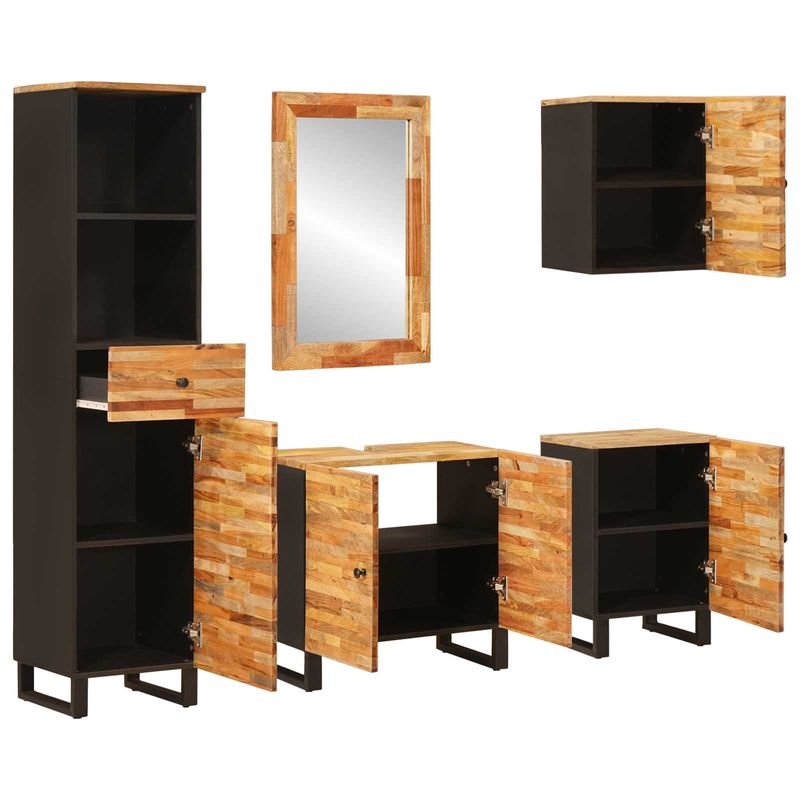Casa si Gradina - Mobilier - Seturi de mobilier - Seturi baie - Seturi de baie cu sertar cu raft natural Lemn de mango solid - Infinity.ro