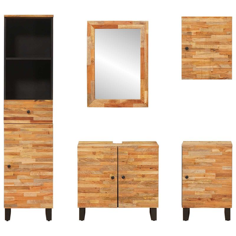 Casa si Gradina - Mobilier - Seturi de mobilier - Seturi baie - Seturi de baie cu sertar cu raft natural Lemn de mango solid - Infinity.ro