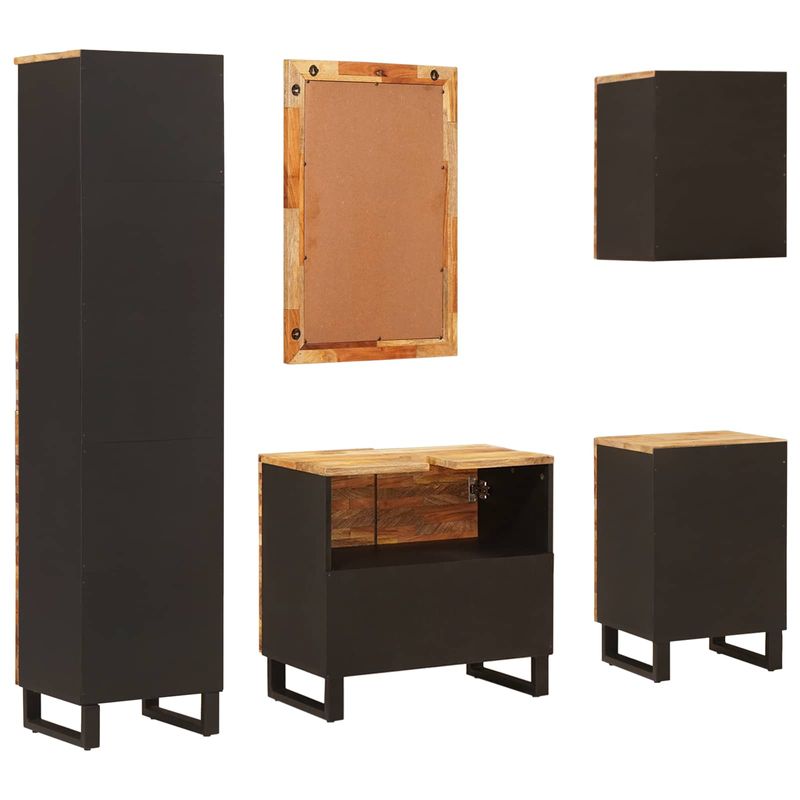 Casa si Gradina - Mobilier - Seturi de mobilier - Seturi baie - Seturi de baie cu sertar cu raft natural Lemn de mango solid - Infinity.ro