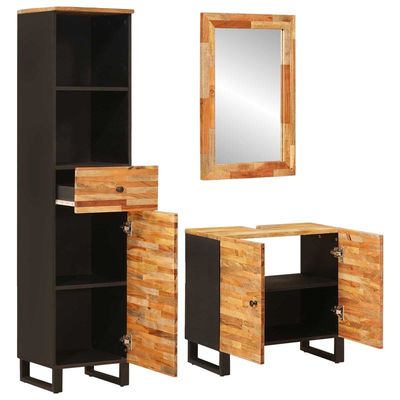 Casa si Gradina - Mobilier - Seturi de mobilier - Seturi baie - Seturi de baie cu sertar cu raft natural Lemn de mango solid - Infinity.ro