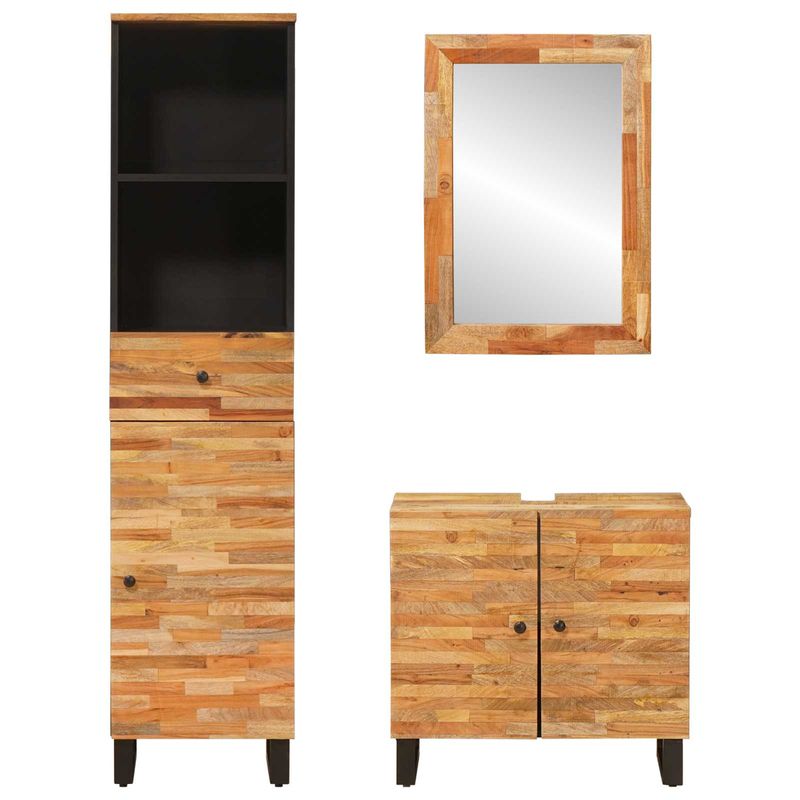 Casa si Gradina - Mobilier - Seturi de mobilier - Seturi baie - Seturi de baie cu sertar cu raft natural Lemn de mango solid - Infinity.ro