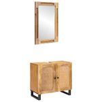 Casa si Gradina - Mobilier - Seturi de mobilier - Seturi baie - Seturi de baie cu depozitare cu usa natural Lemn de mango solid - Infinity.ro