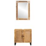 Casa si Gradina - Mobilier - Seturi de mobilier - Seturi baie - Seturi de baie cu depozitare cu usa natural Lemn de mango solid - Infinity.ro