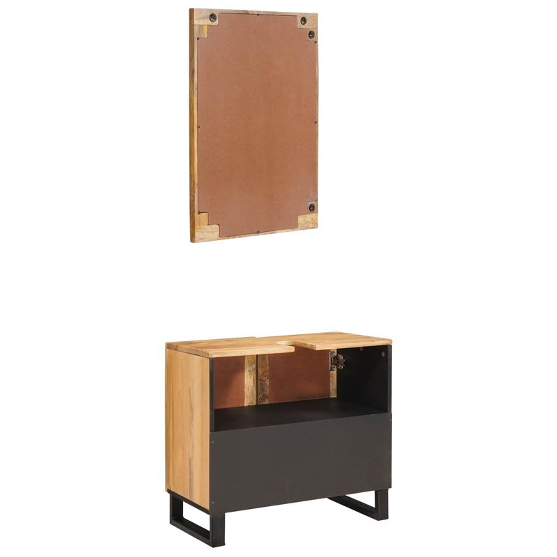 Casa si Gradina - Mobilier - Seturi de mobilier - Seturi baie - Seturi de baie cu depozitare cu usa natural Lemn de mango solid - Infinity.ro