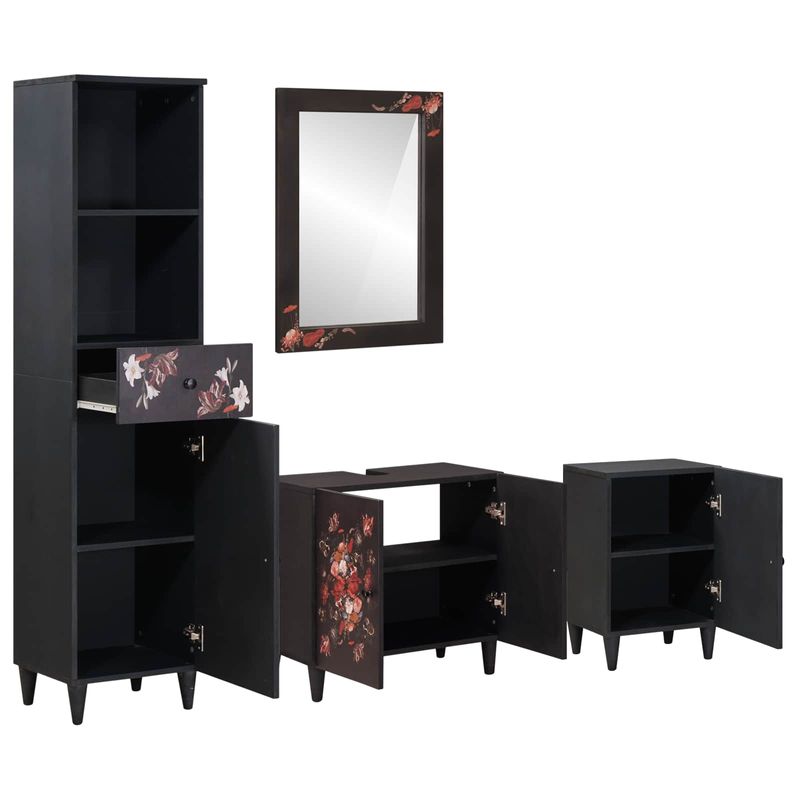 Casa si Gradina - Mobilier - Seturi de mobilier - Seturi baie - Set dulap baie cu sertar Pe perete 4 pcs Lemn de mango solid - Infinity.ro