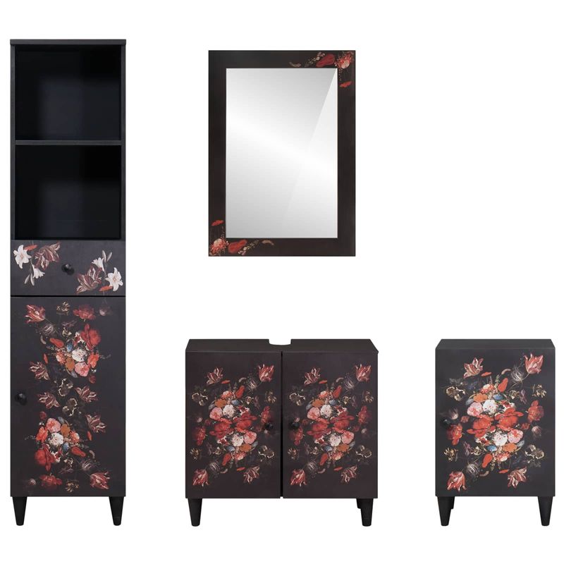 Casa si Gradina - Mobilier - Seturi de mobilier - Seturi baie - Set dulap baie cu sertar Pe perete 4 pcs Lemn de mango solid - Infinity.ro