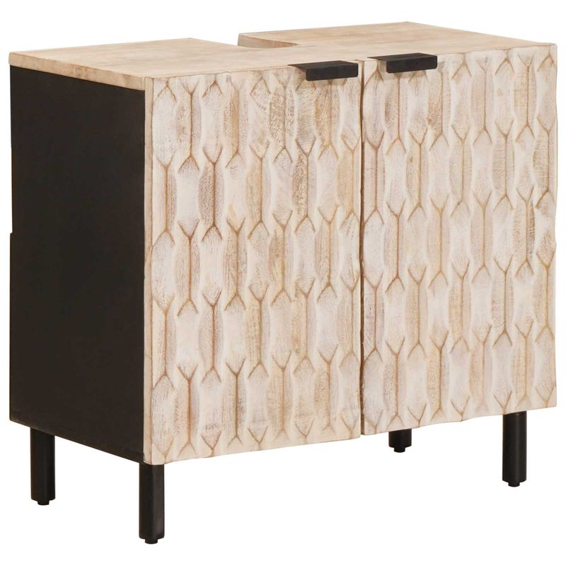 Casa si Gradina - Mobilier - Seturi de mobilier - Seturi baie - Seturi de baie cu sertar Finisaj Alb Spalat Lemn de mango solid - Infinity.ro