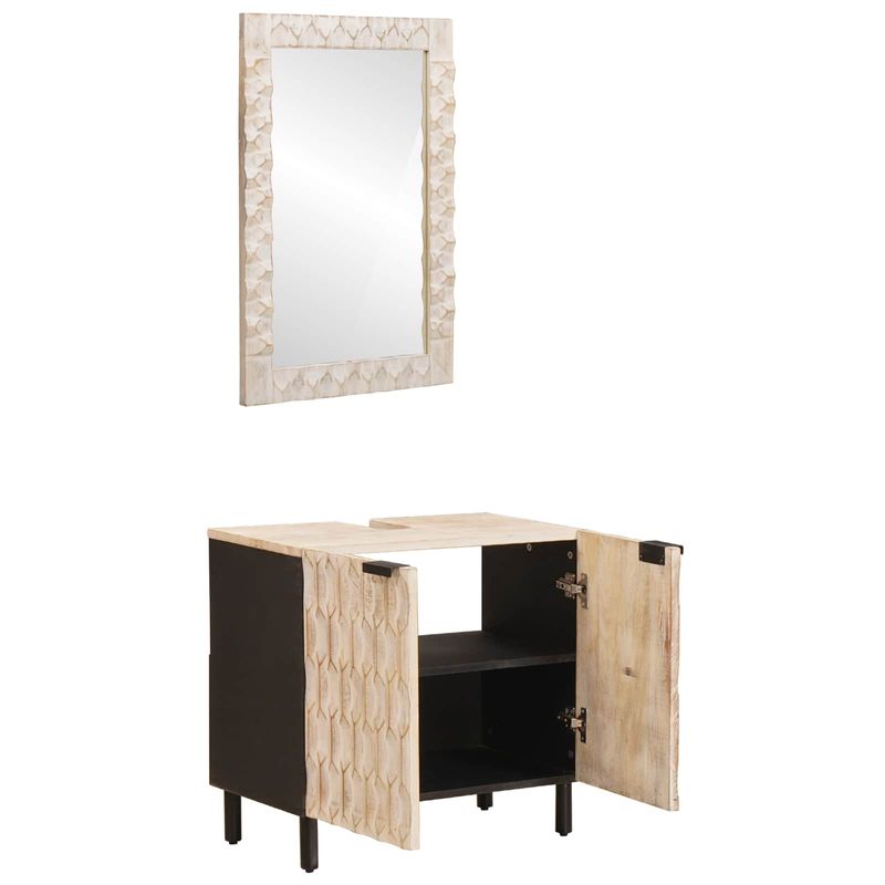 Casa si Gradina - Mobilier - Seturi de mobilier - Seturi baie - Seturi de baie cu usa Finisaj Alb Spalat Lemn de mango solid - Infinity.ro