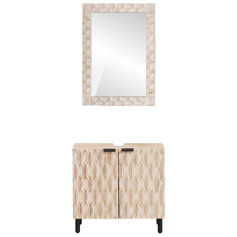 Casa si Gradina - Mobilier - Seturi de mobilier - Seturi baie - Seturi de baie cu usa Finisaj Alb Spalat Lemn de mango solid - Infinity.ro