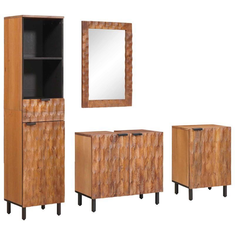 Casa si Gradina - Mobilier - Seturi de mobilier - Seturi baie - Seturi de baie cu raft Maro Acacia Finisat Lemn de mango solid - Infinity.ro