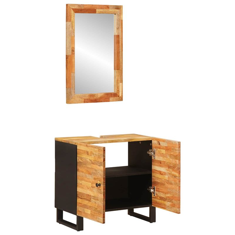 Casa si Gradina - Mobilier - Seturi de mobilier - Seturi baie - Seturi de baie cu depozitare cu usa natural Lemn de mango solid - Infinity.ro