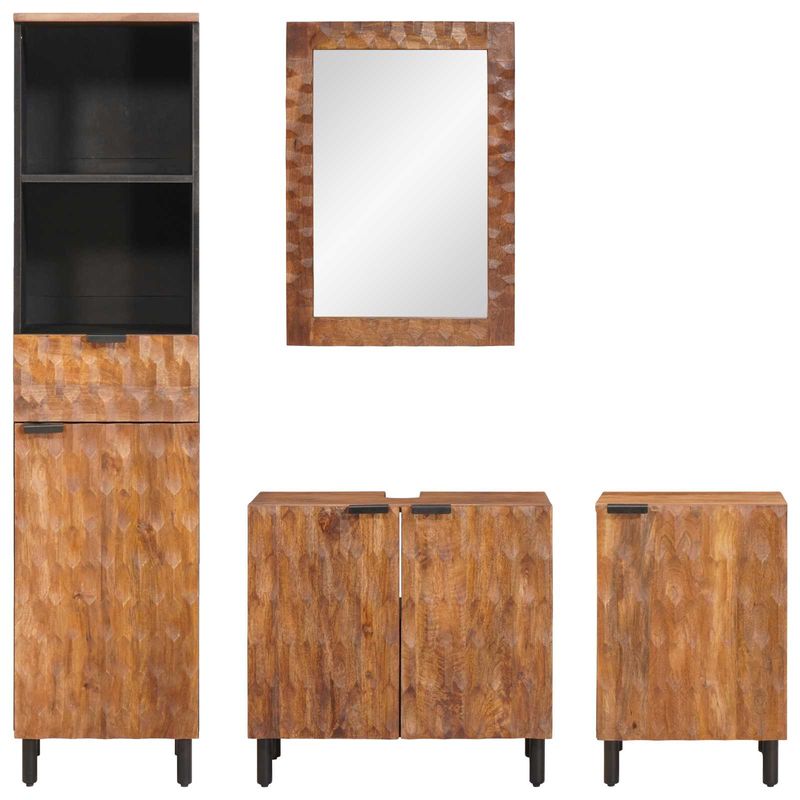 Casa si Gradina - Mobilier - Seturi de mobilier - Seturi baie - Seturi de baie cu raft Maro Acacia Finisat Lemn de mango solid - Infinity.ro