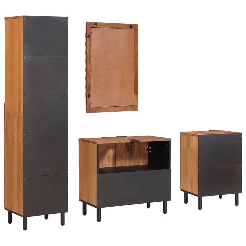 Casa si Gradina - Mobilier - Seturi de mobilier - Seturi baie - Seturi de baie cu raft Maro Acacia Finisat Lemn de mango solid - Infinity.ro