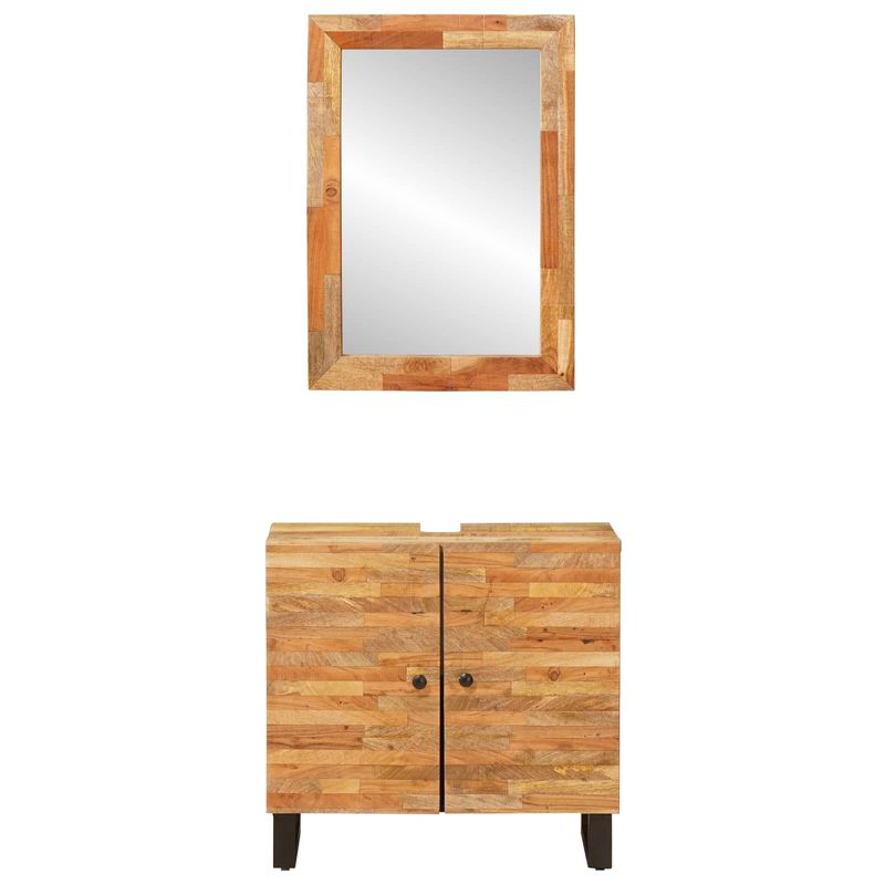 Casa si Gradina - Mobilier - Seturi de mobilier - Seturi baie - Seturi de baie cu depozitare cu usa natural Lemn de mango solid - Infinity.ro