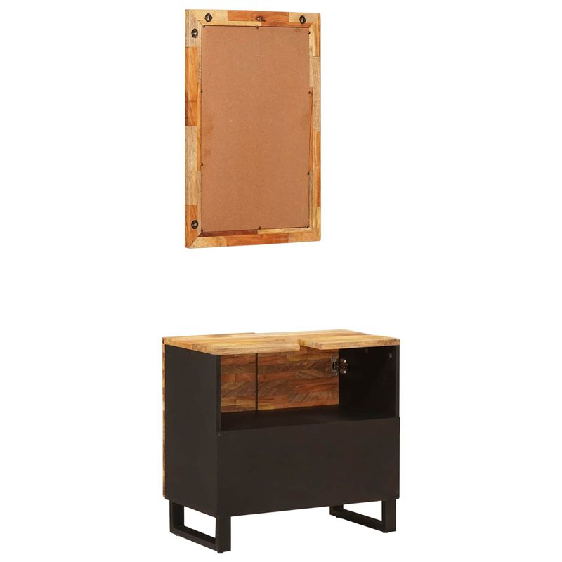 Casa si Gradina - Mobilier - Seturi de mobilier - Seturi baie - Seturi de baie cu depozitare cu usa natural Lemn de mango solid - Infinity.ro