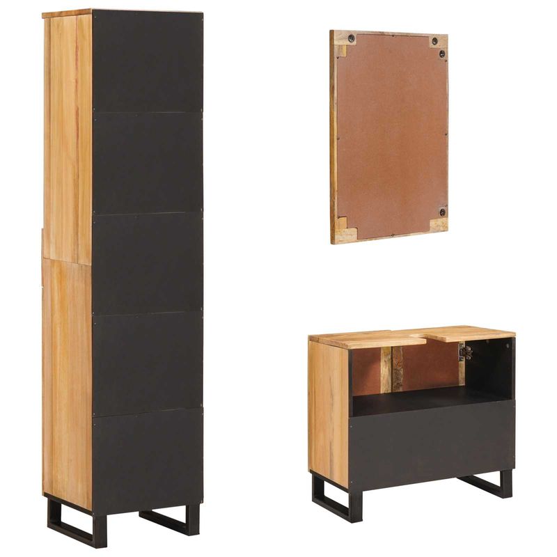 Casa si Gradina - Mobilier - Seturi de mobilier - Seturi baie - Seturi de baie cu sertar cu raft natural Lemn de mango solid - Infinity.ro