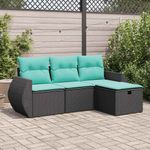 Casa si Gradina - Gradina si terasa - Mobilier exterior - Seturi mobila gradina - Set mobilier de gradina cu perne, 4 piese, negru, poliratan - Infinity.ro