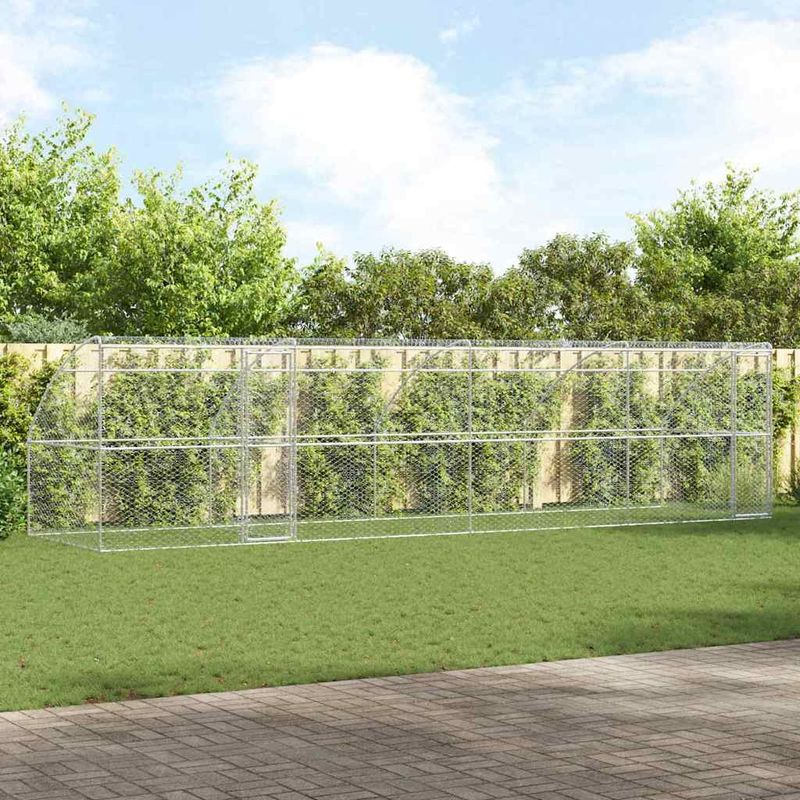 Petshop - Accesorii petshop - Culcusuri si custi - Custi interior si exterior - Cusca pentru caini 4 pcs Argintiu 8 x 2 x 2 m Otel - Infinity.ro