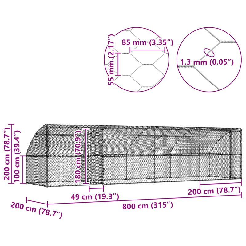 Petshop - Accesorii petshop - Culcusuri si custi - Custi interior si exterior - Cusca pentru caini 4 pcs Argintiu 8 x 2 x 2 m Otel - Infinity.ro