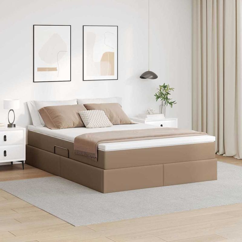 Casa si Gradina - Mobilier - Paturi si accesorii - Paturi - Pat cu saltea si spatiu de depozitare Cappuccino 140 x 190 cm - Infinity.ro