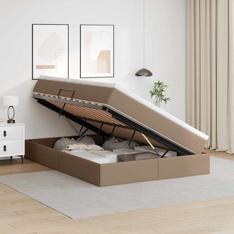 Casa si Gradina - Mobilier - Paturi si accesorii - Paturi - Pat cu saltea si spatiu de depozitare Cappuccino 140 x 190 cm - Infinity.ro