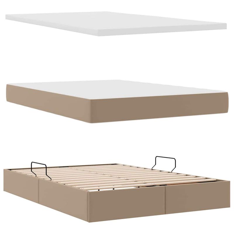 Casa si Gradina - Mobilier - Paturi si accesorii - Paturi - Pat cu saltea si spatiu de depozitare Cappuccino 140 x 190 cm - Infinity.ro
