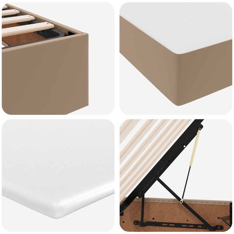 Casa si Gradina - Mobilier - Paturi si accesorii - Paturi - Pat cu saltea si spatiu de depozitare Cappuccino 140 x 190 cm - Infinity.ro